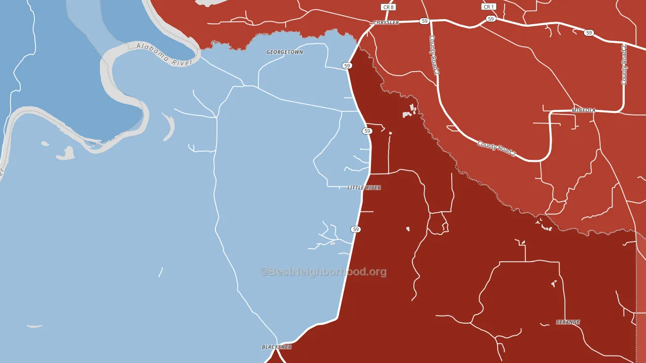 36550, AL block-group political-lean map