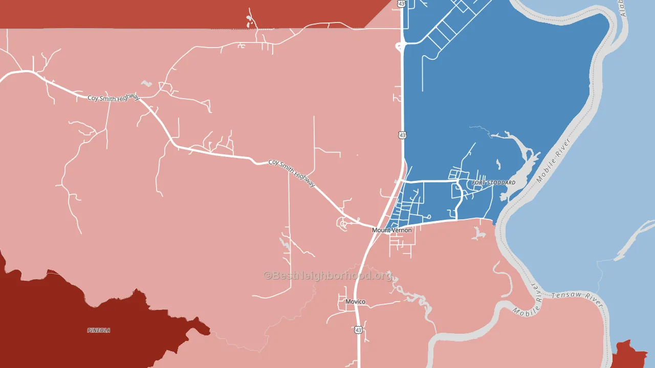 36560, AL block-group political-lean map