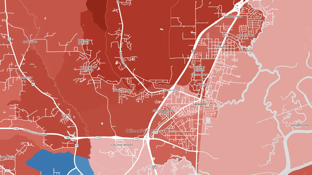 36571, AL block-group political-lean map