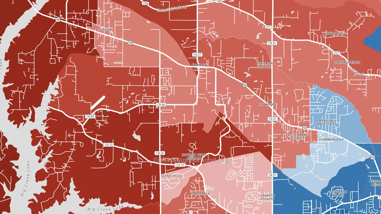 36575, AL block-group political-lean map