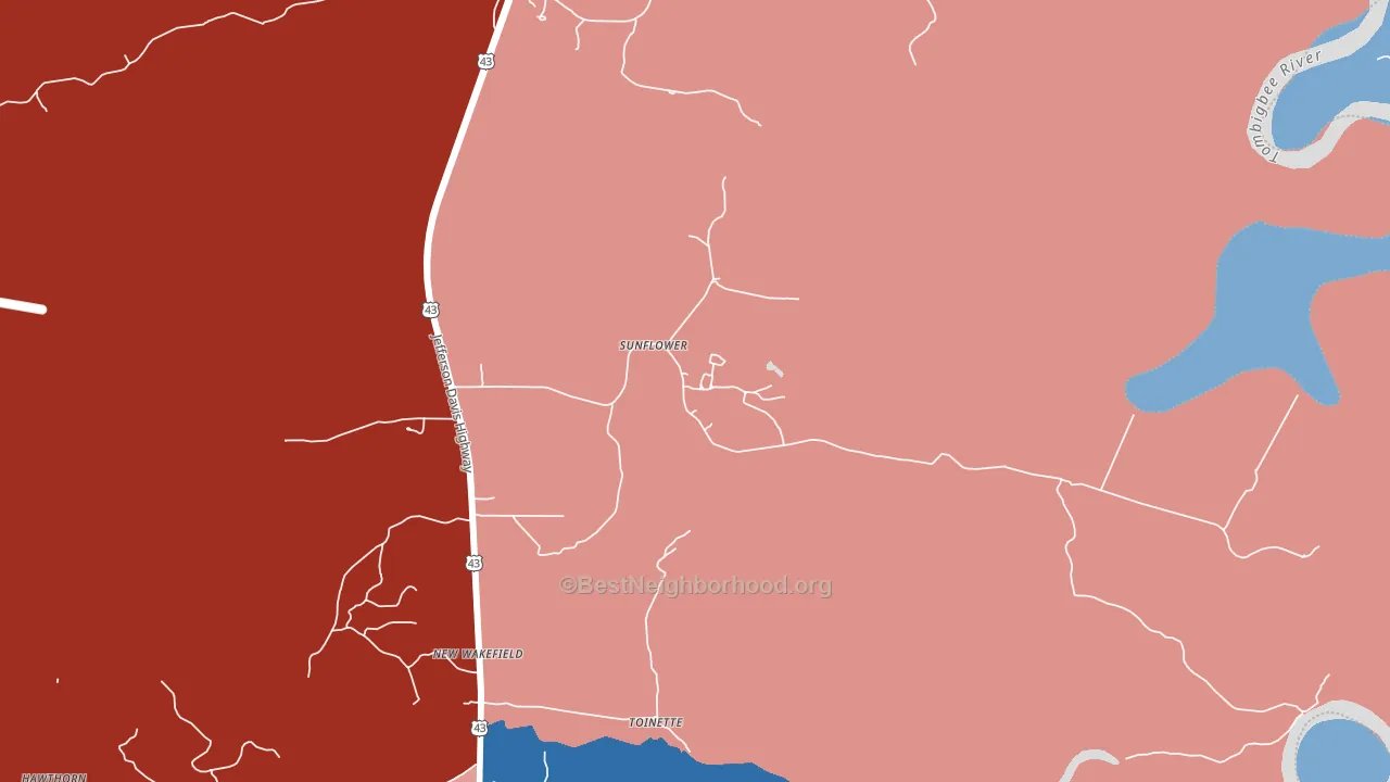 36581, AL block-group political-lean map