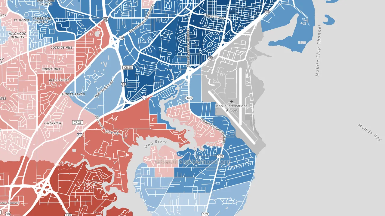 36605, AL block-group political-lean map
