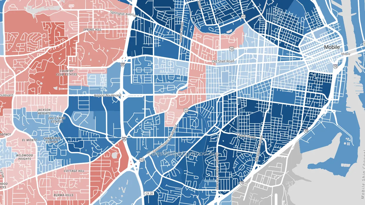 36606, AL block-group political-lean map