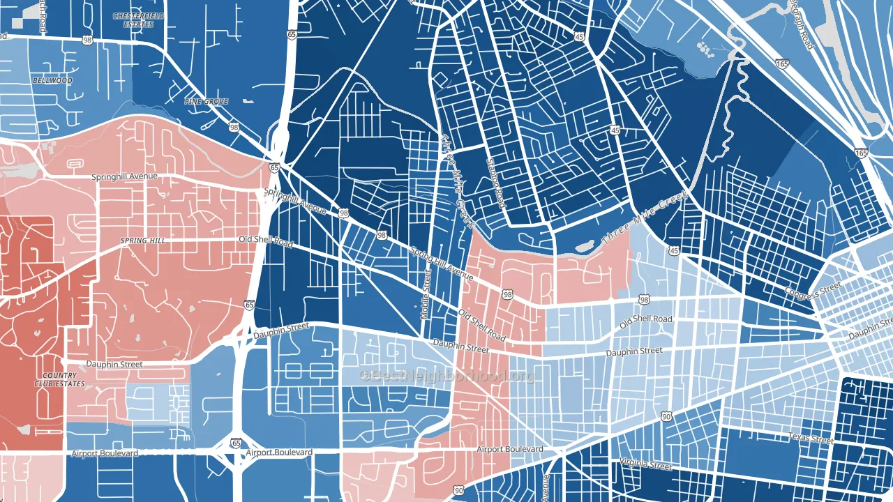 36607, AL block-group political-lean map