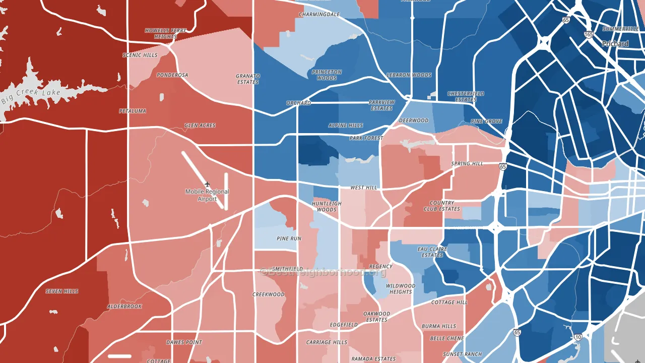 36608, AL block-group political-lean map