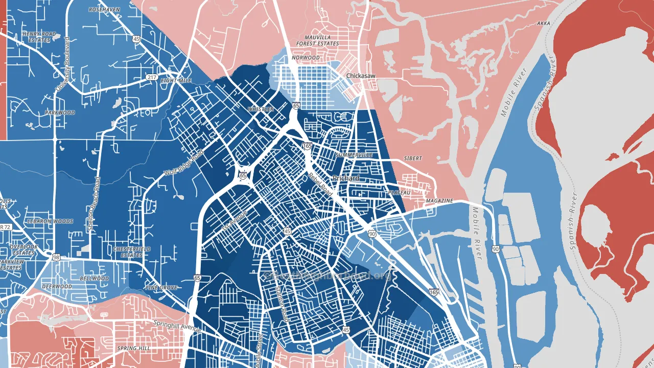 36610, AL block-group political-lean map