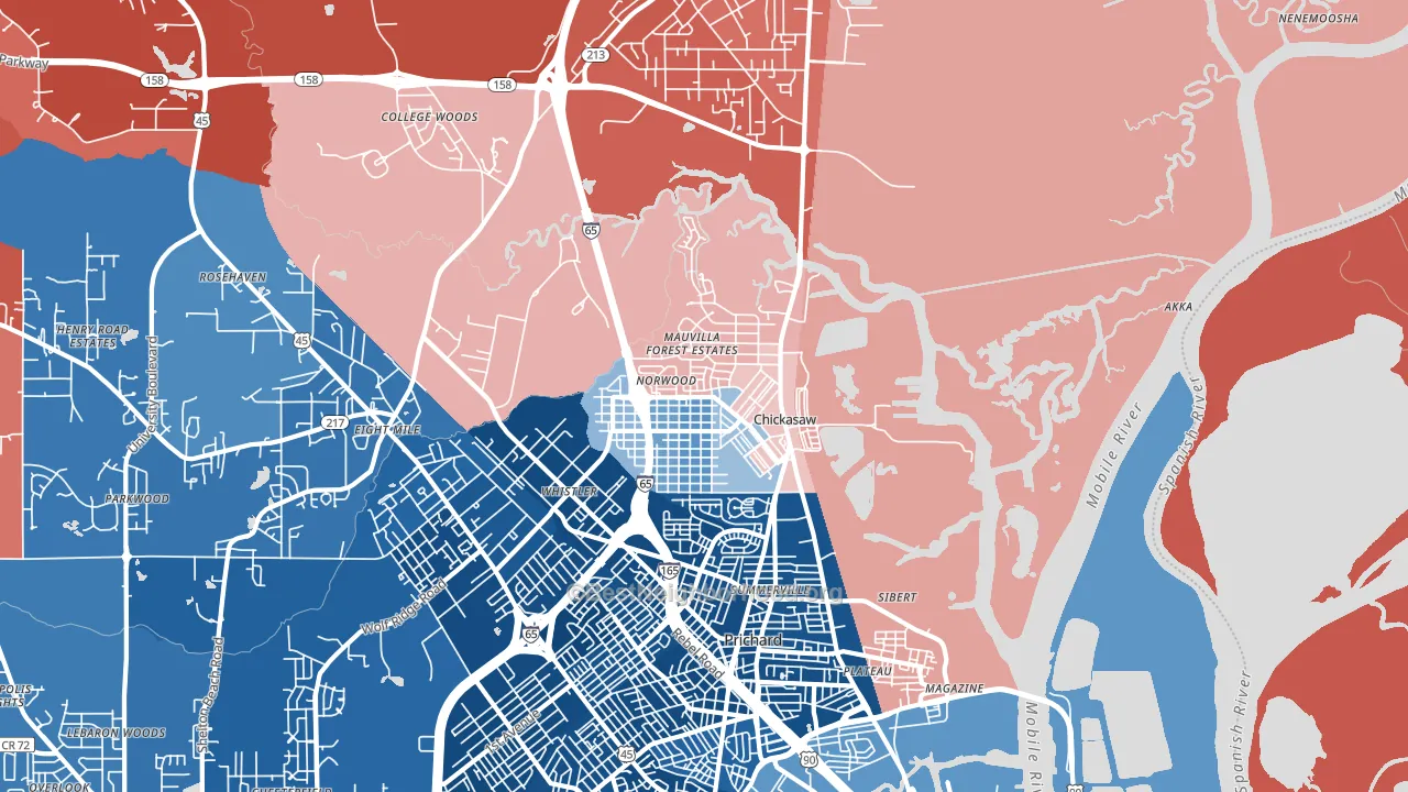 36611, AL block-group political-lean map