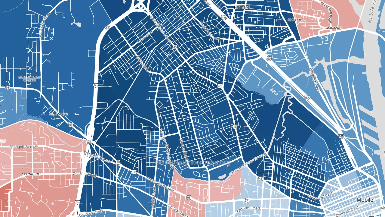 36617, AL block-group political-lean map