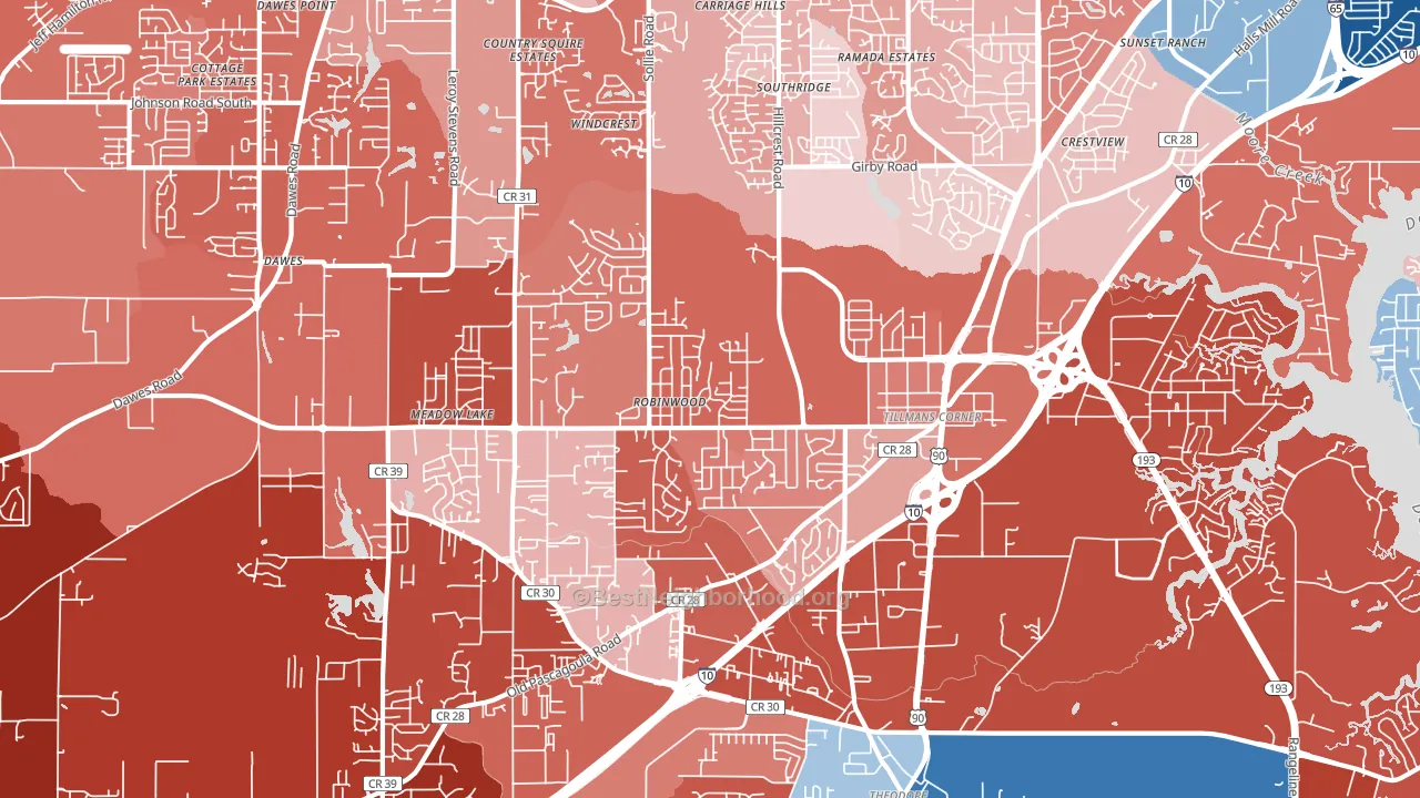 36619, AL block-group political-lean map