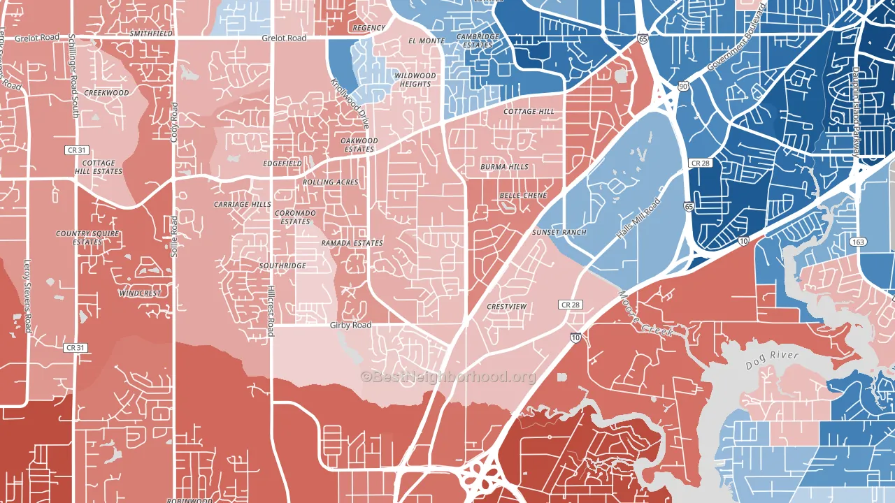 36693, AL block-group political-lean map