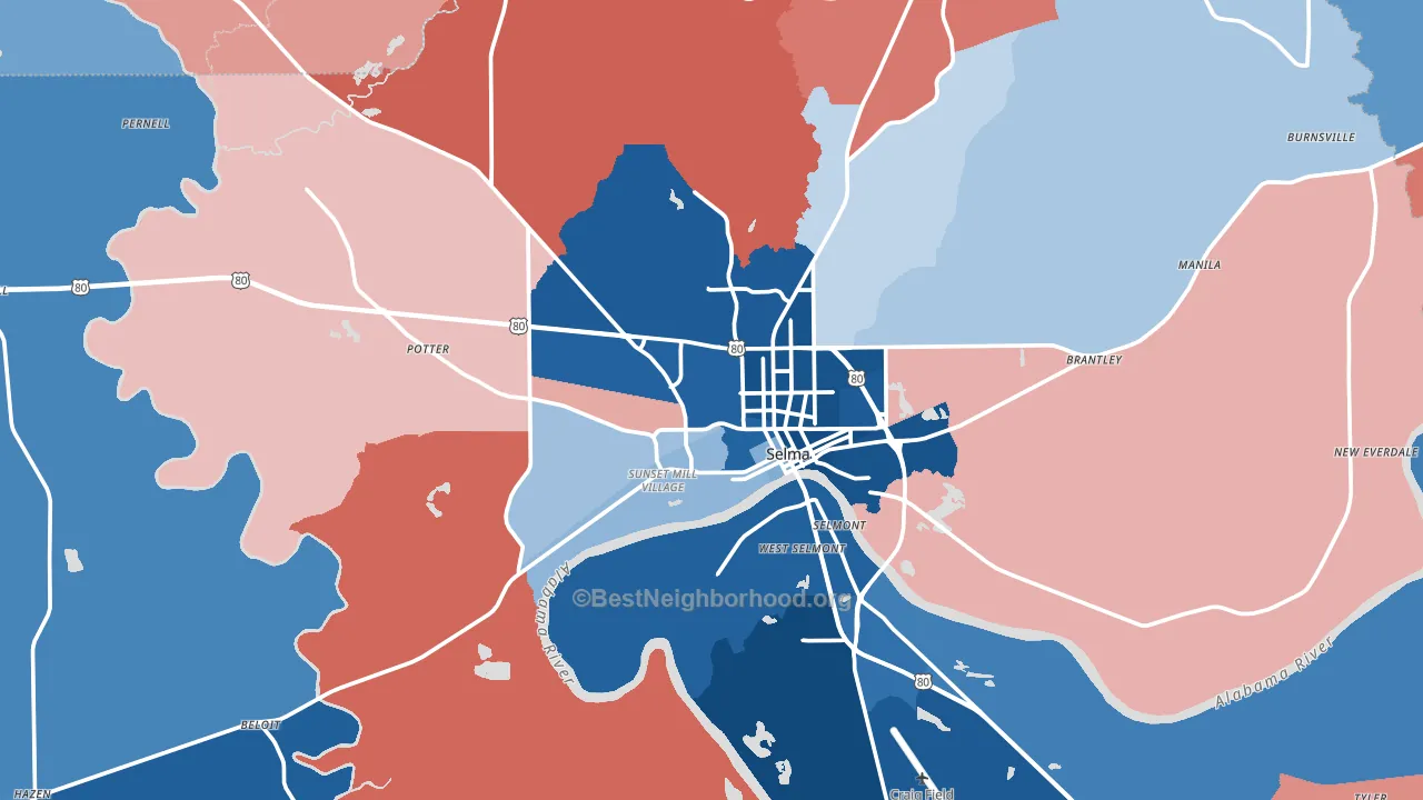 36701, AL block-group political-lean map