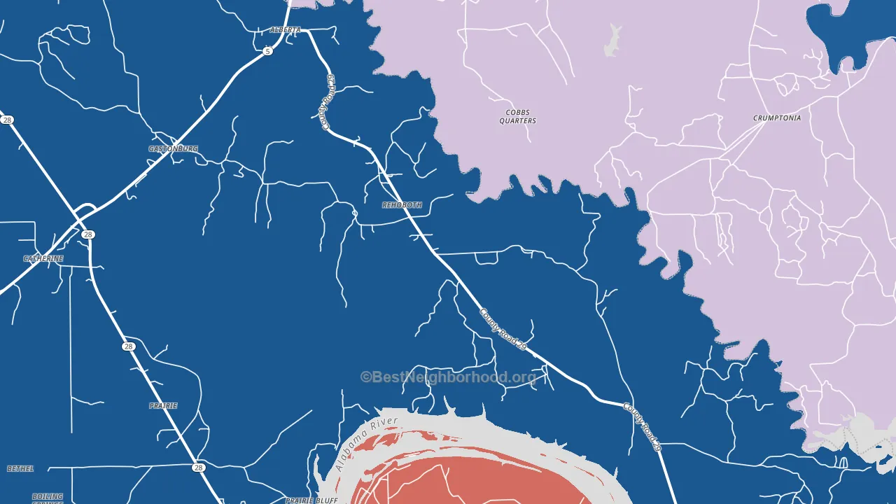 36720, AL block-group political-lean map
