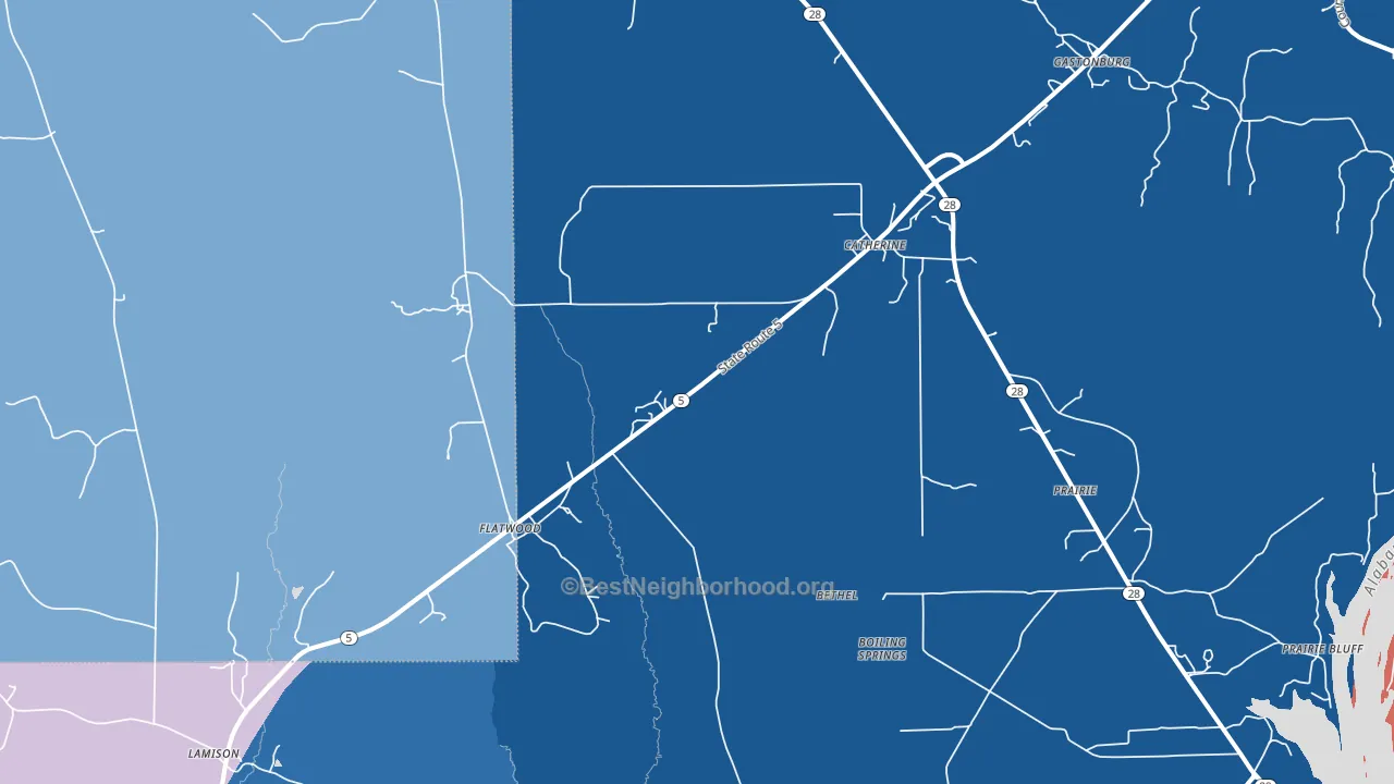 36728, AL block-group political-lean map