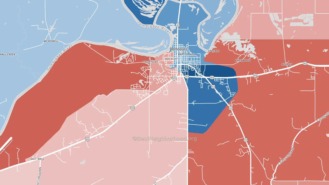 36732, AL block-group political-lean map
