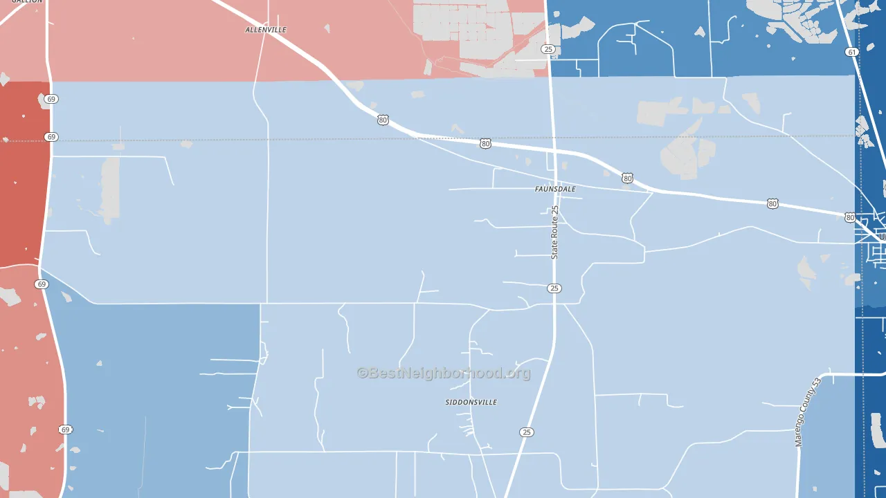 36738, AL block-group political-lean map