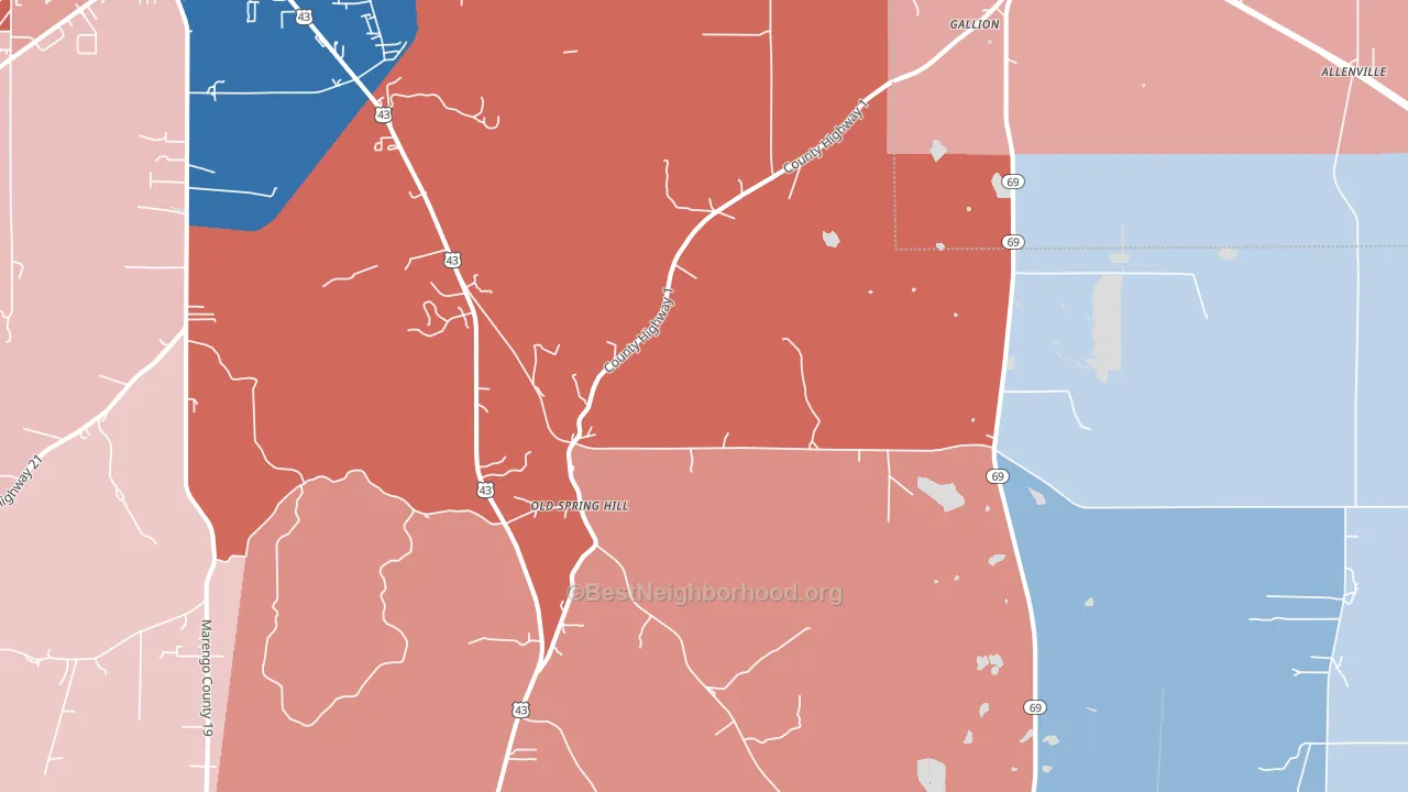 36742, AL block-group political-lean map