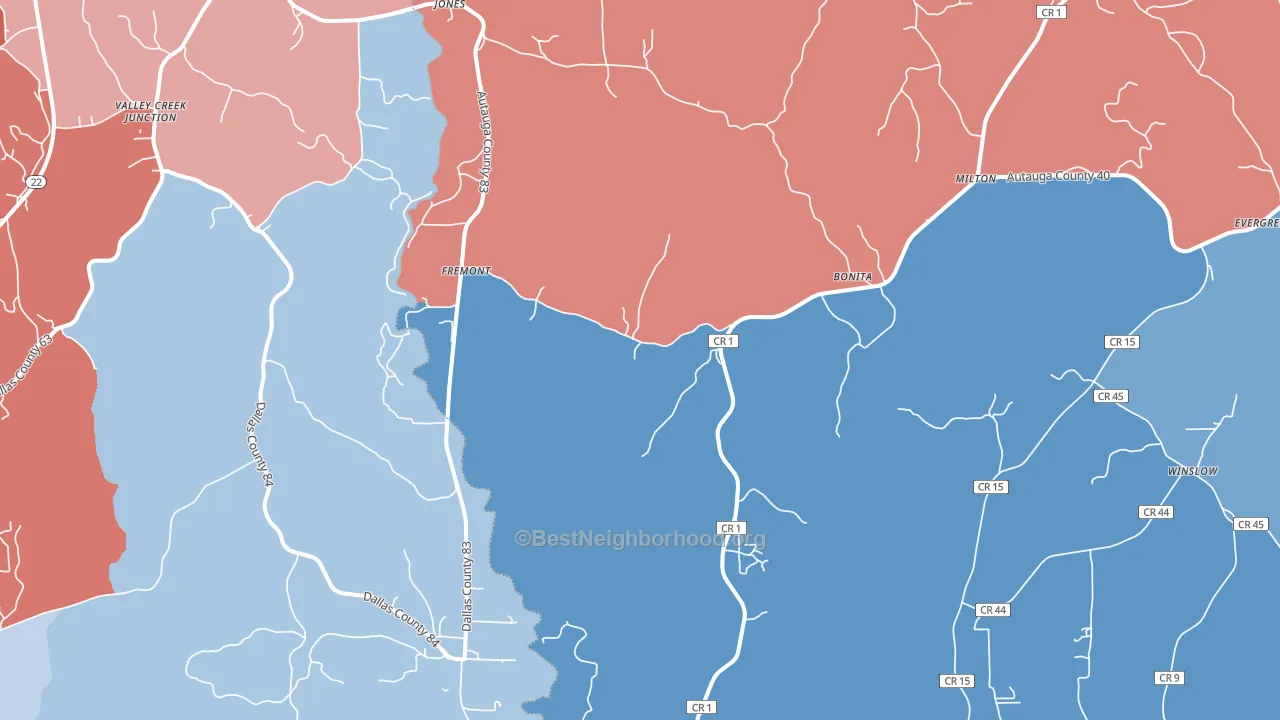 36749, AL block-group political-lean map