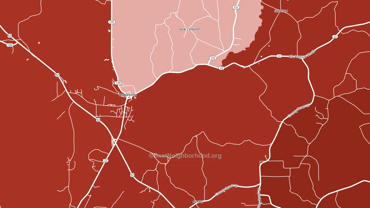 36750, AL block-group political-lean map