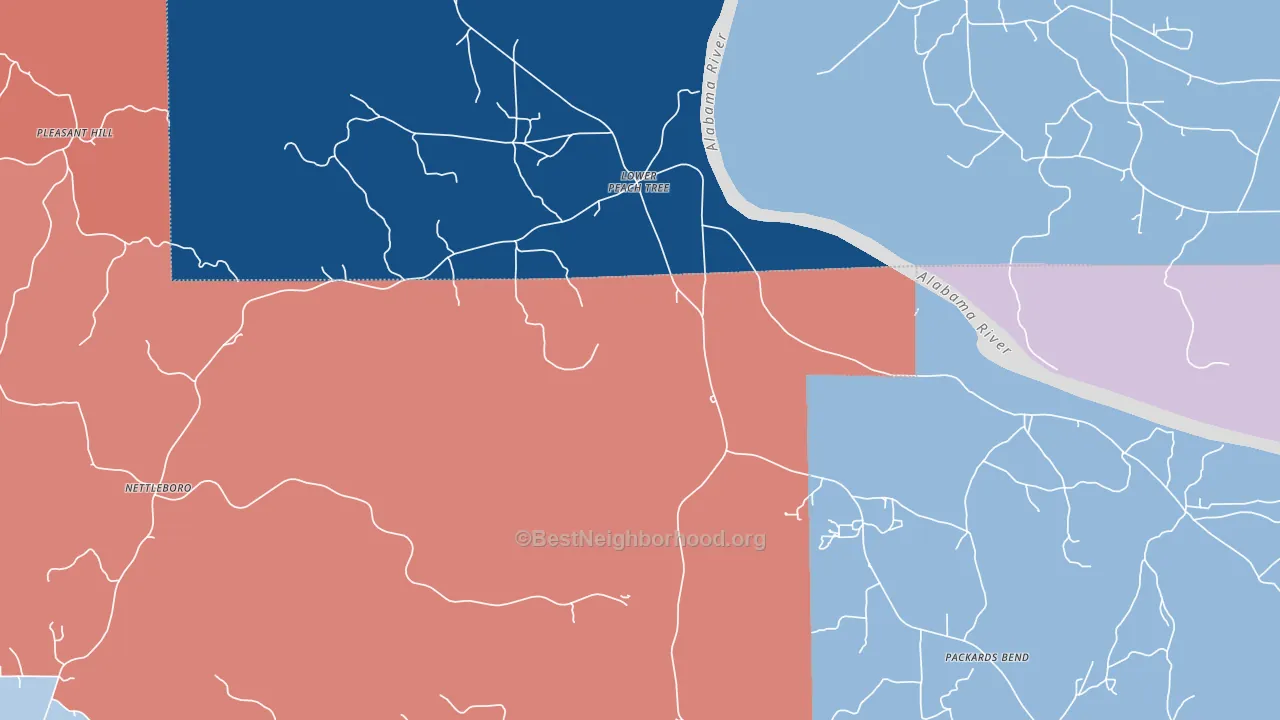 36751, AL block-group political-lean map