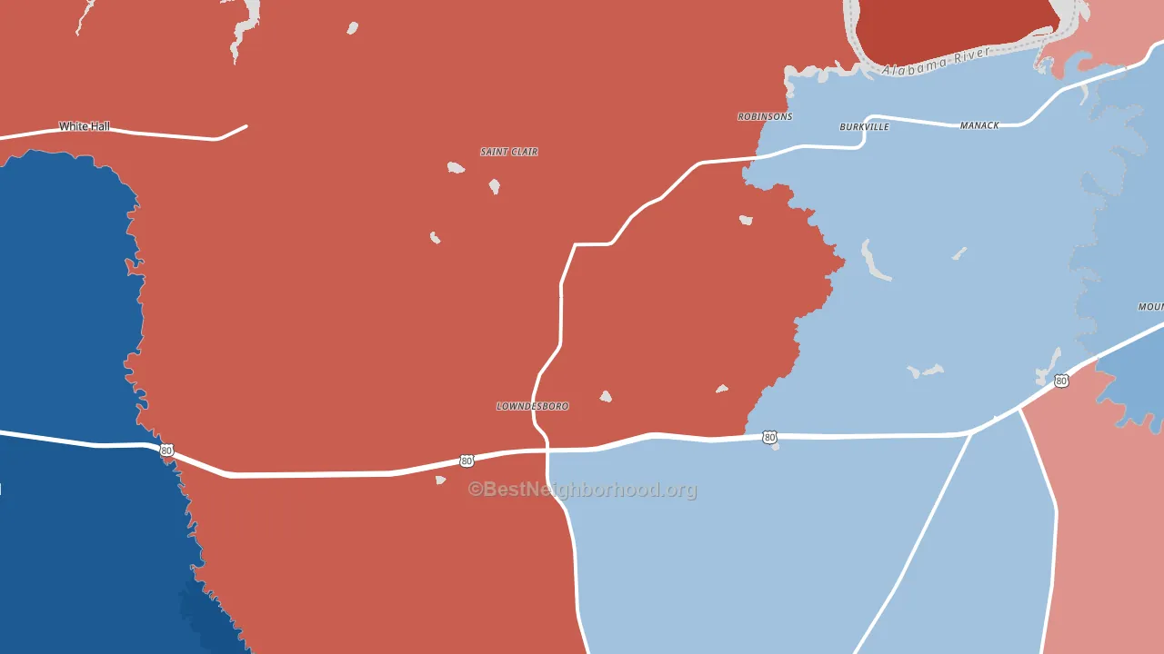 36752, AL block-group political-lean map