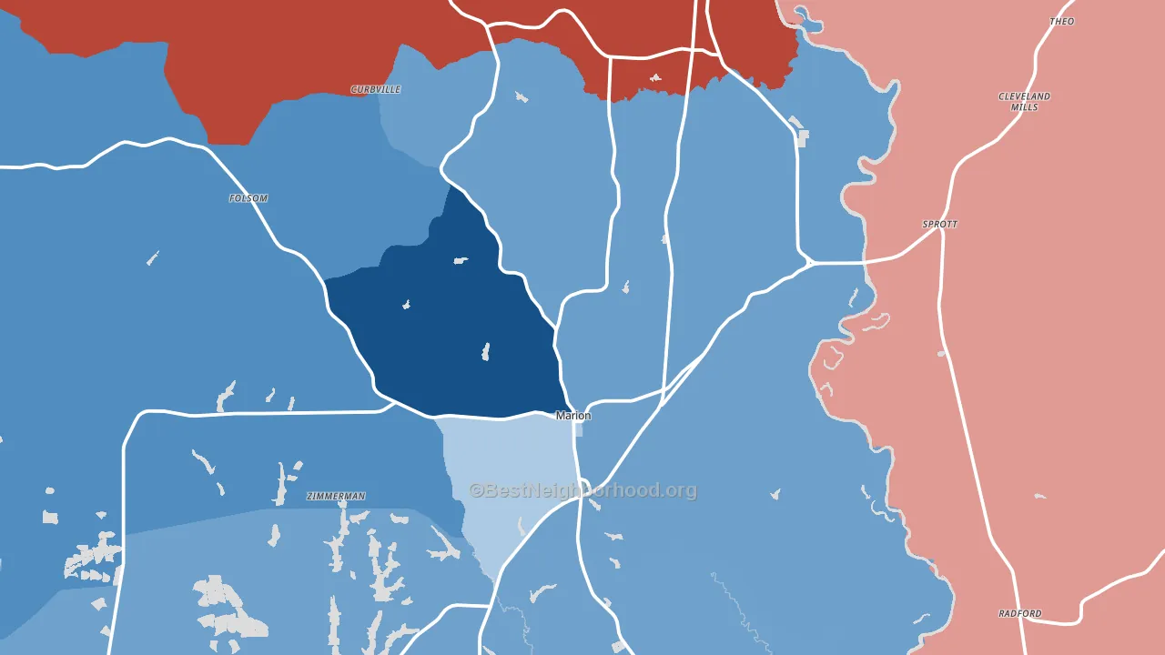 36756, AL block-group political-lean map