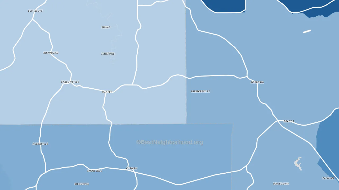 36761, AL block-group political-lean map