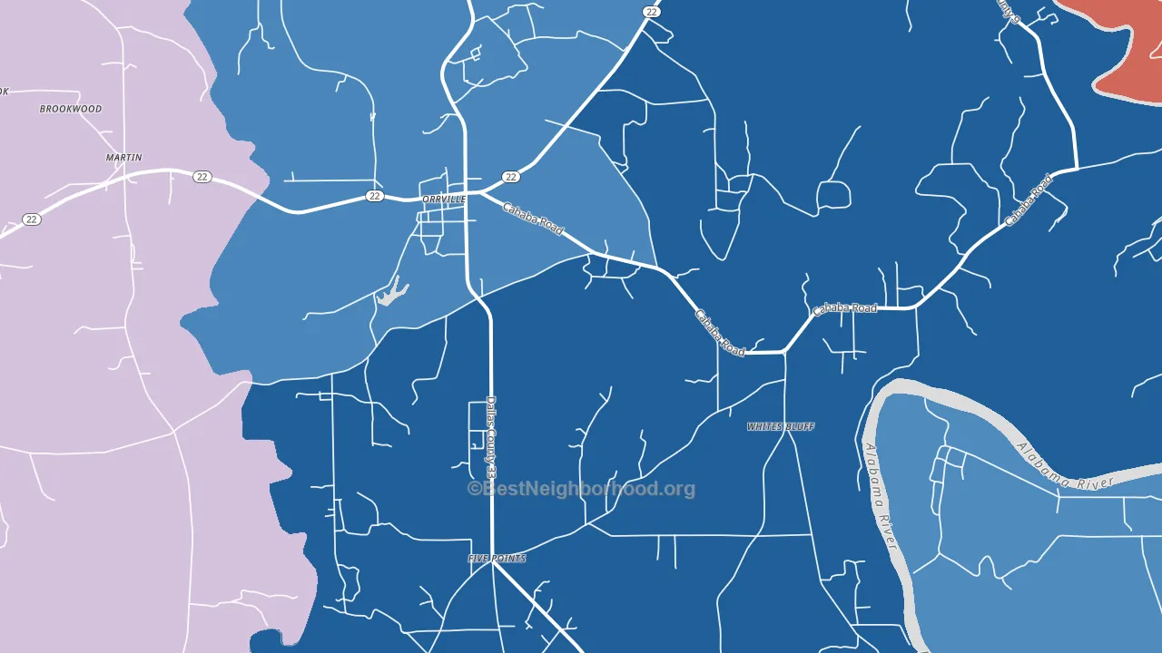 36767, AL block-group political-lean map