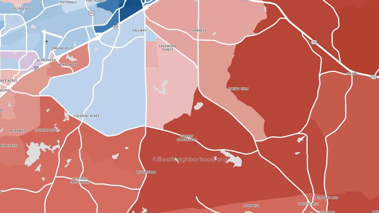 36804, AL block-group political-lean map
