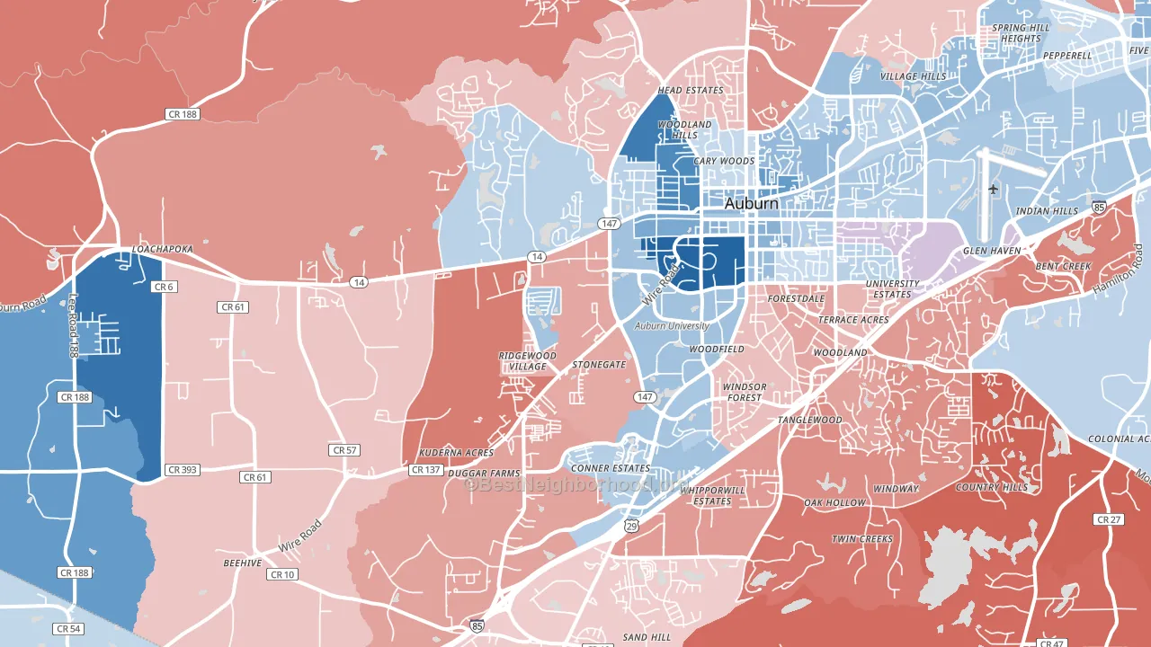 36832, AL block-group political-lean map