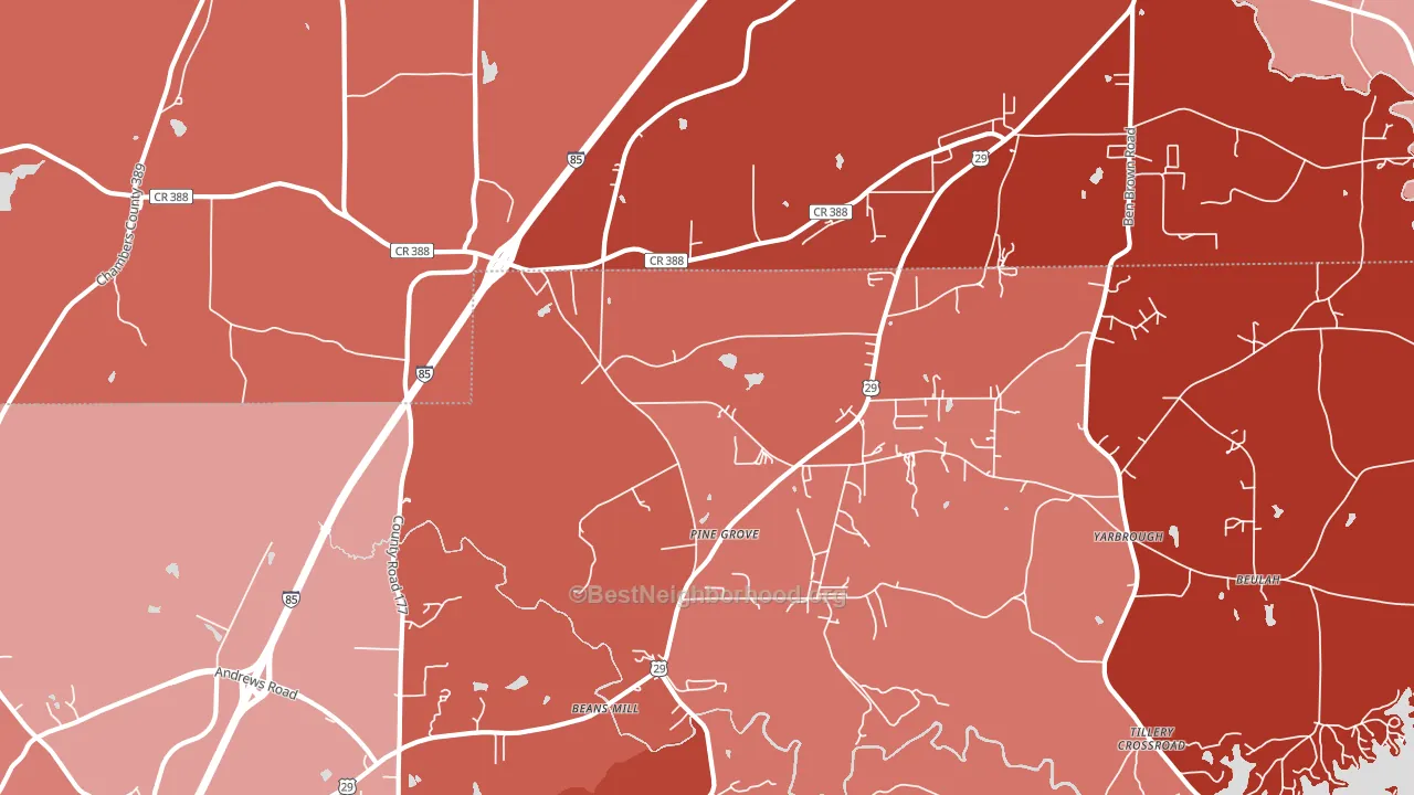 36852, AL block-group political-lean map