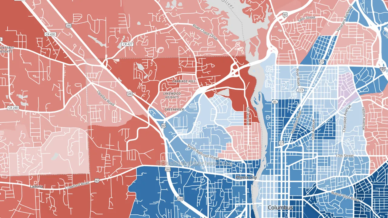 36867, AL block-group political-lean map