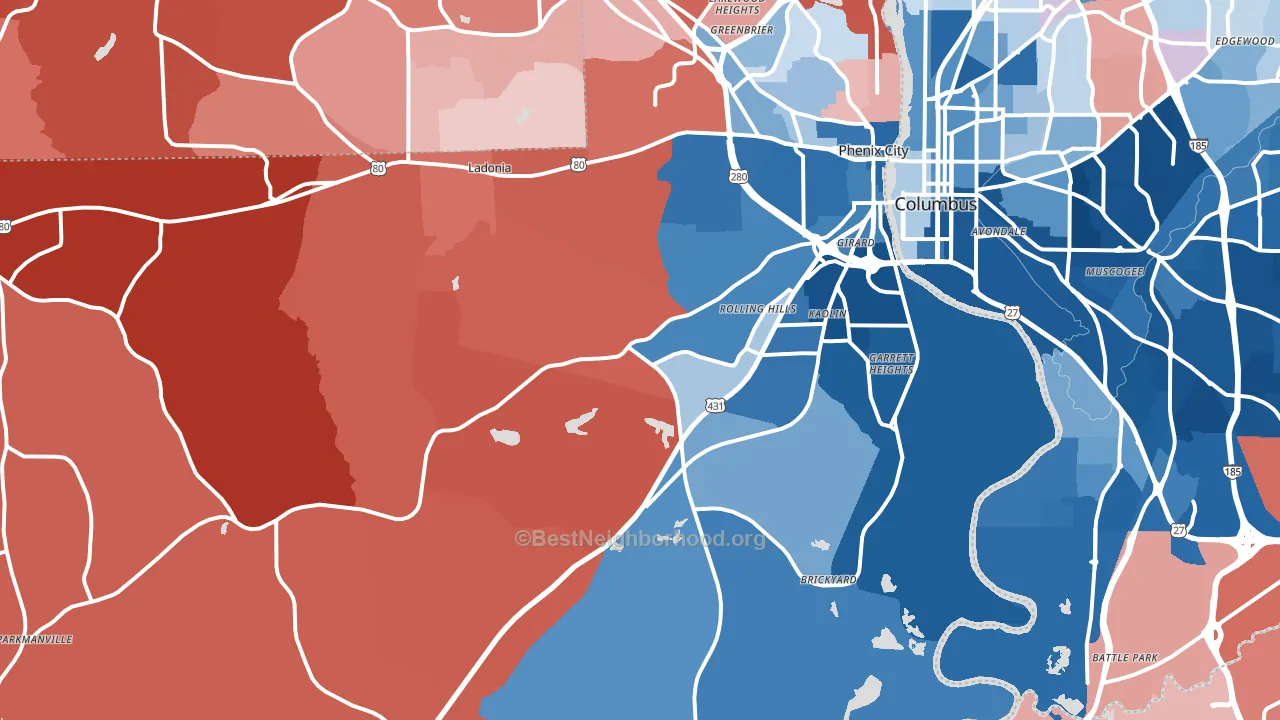 36869, AL block-group political-lean map