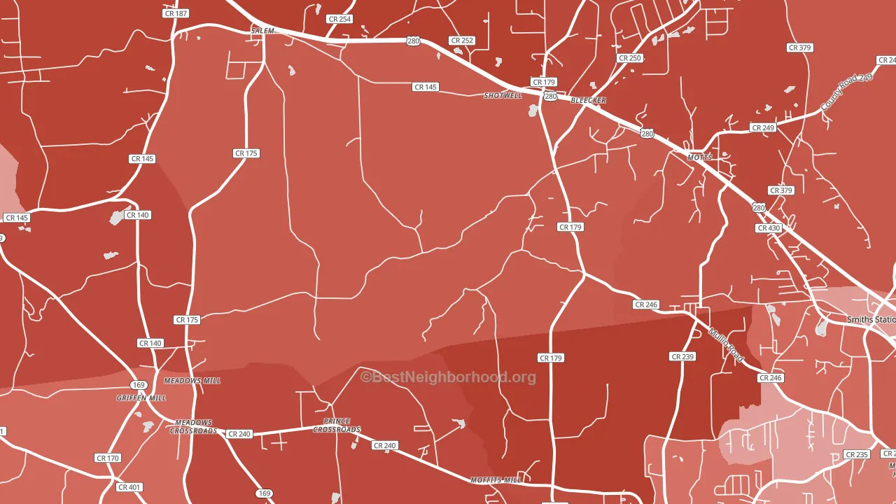 36874, AL block-group political-lean map