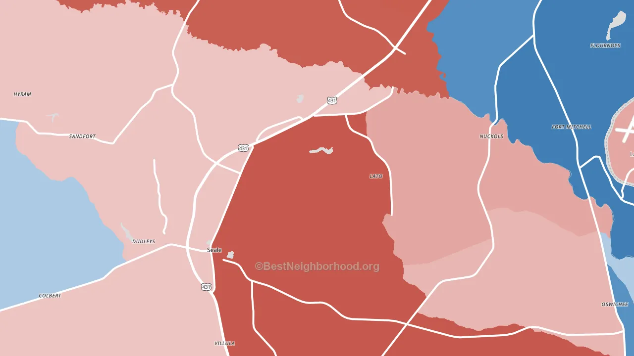 36875, AL block-group political-lean map
