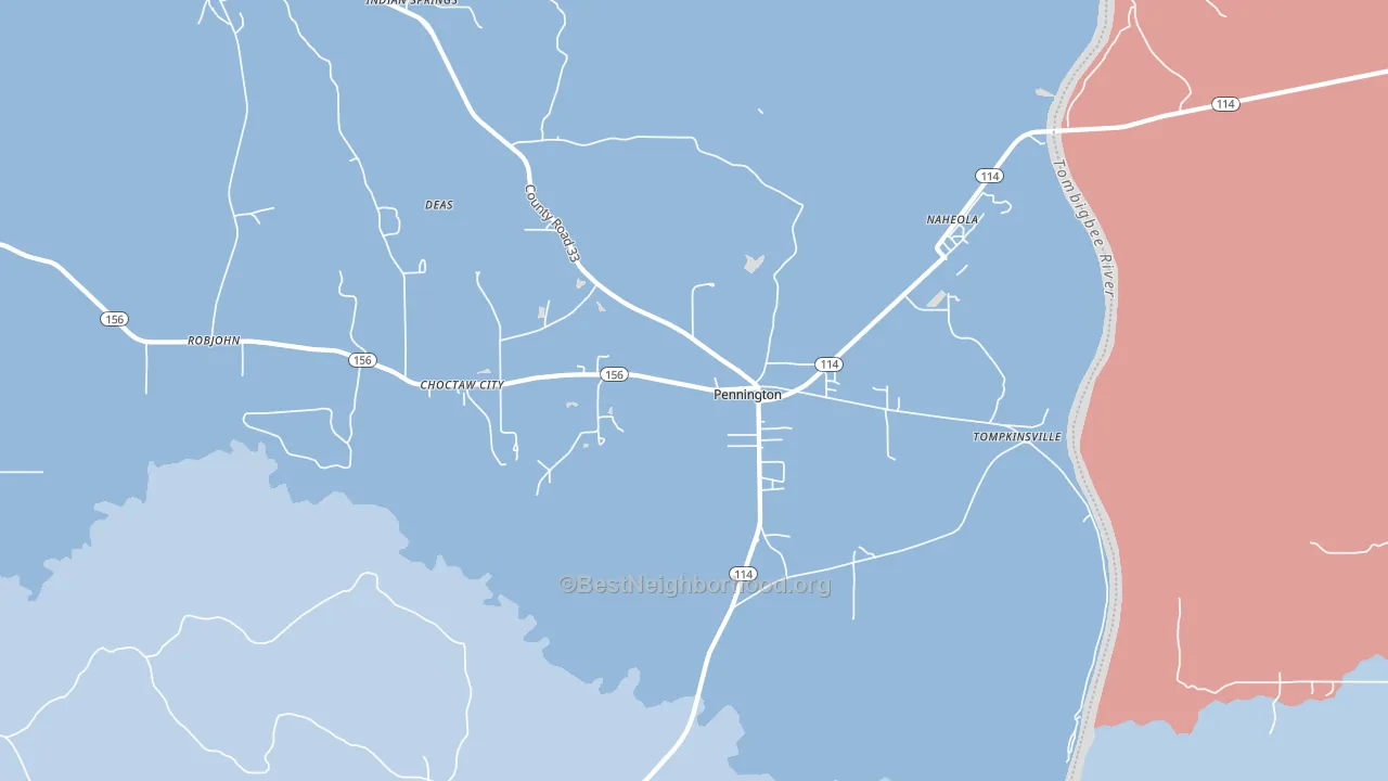 36916, AL block-group political-lean map