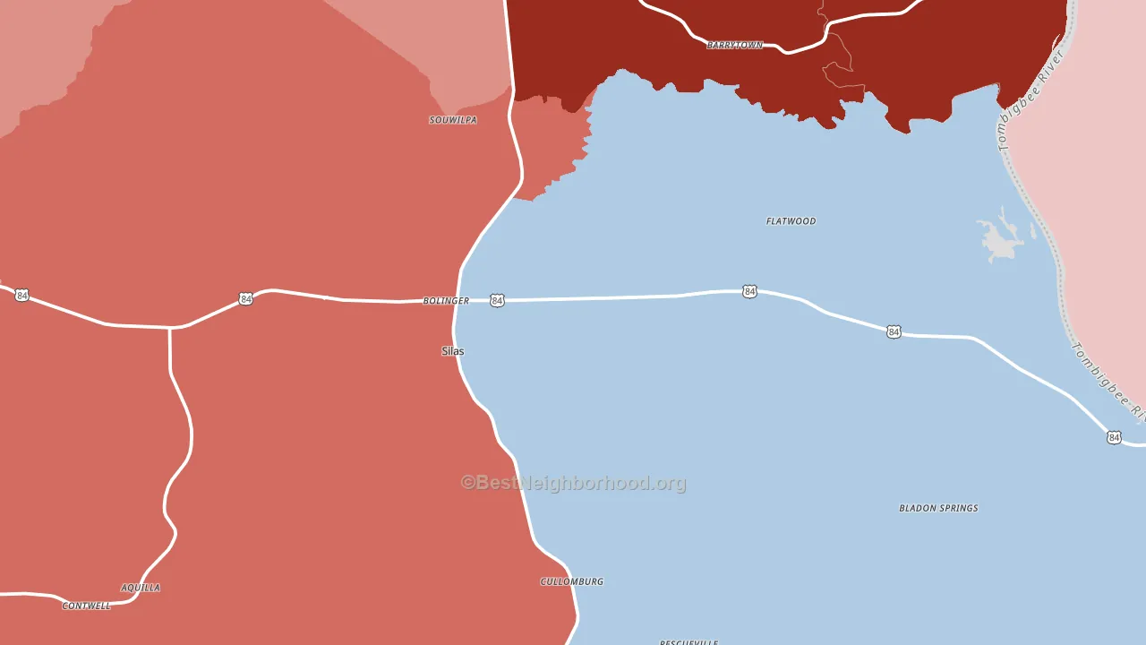 36919, AL block-group political-lean map