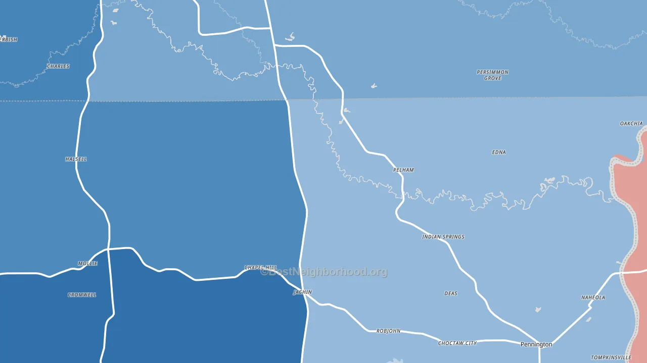 36922, AL block-group political-lean map