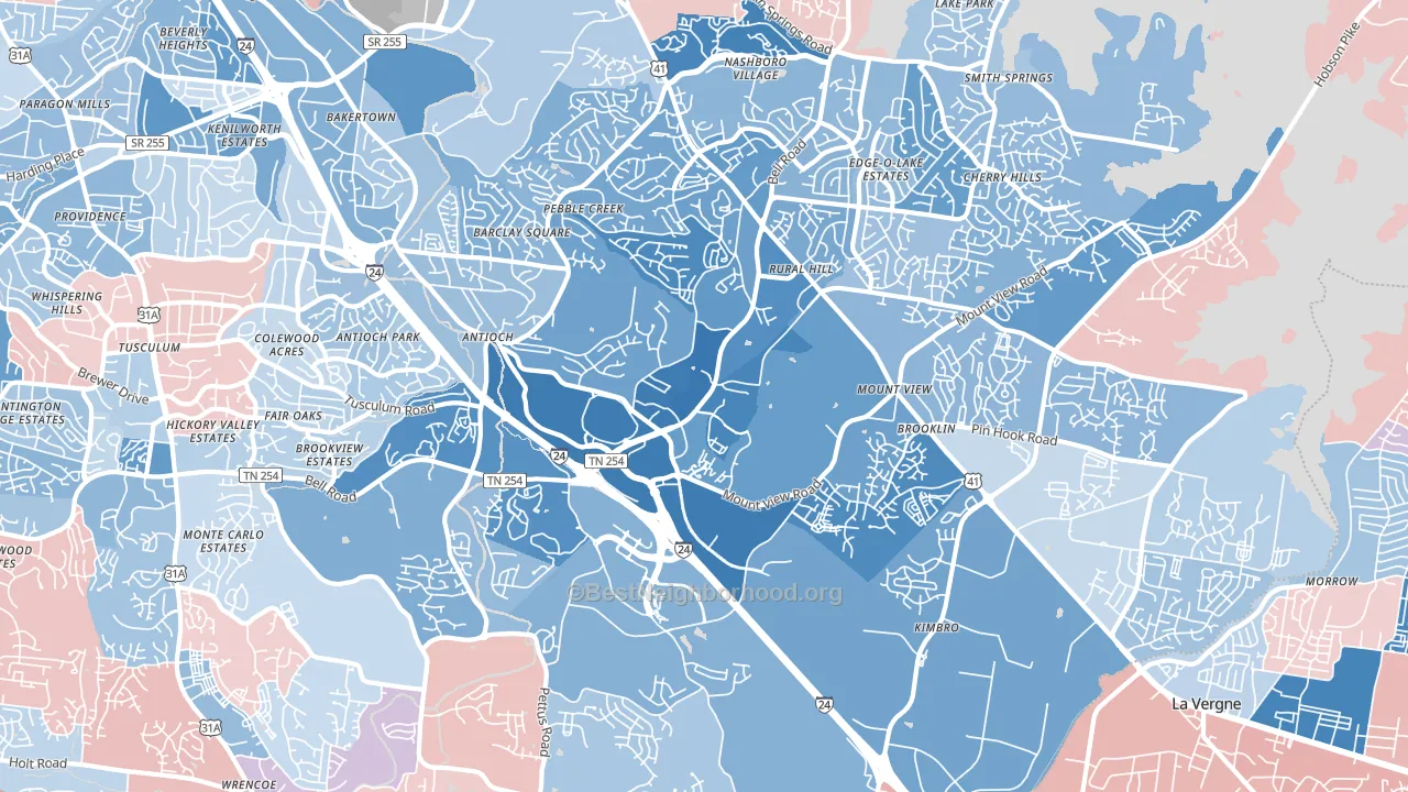 37013, TN block-group political-lean map