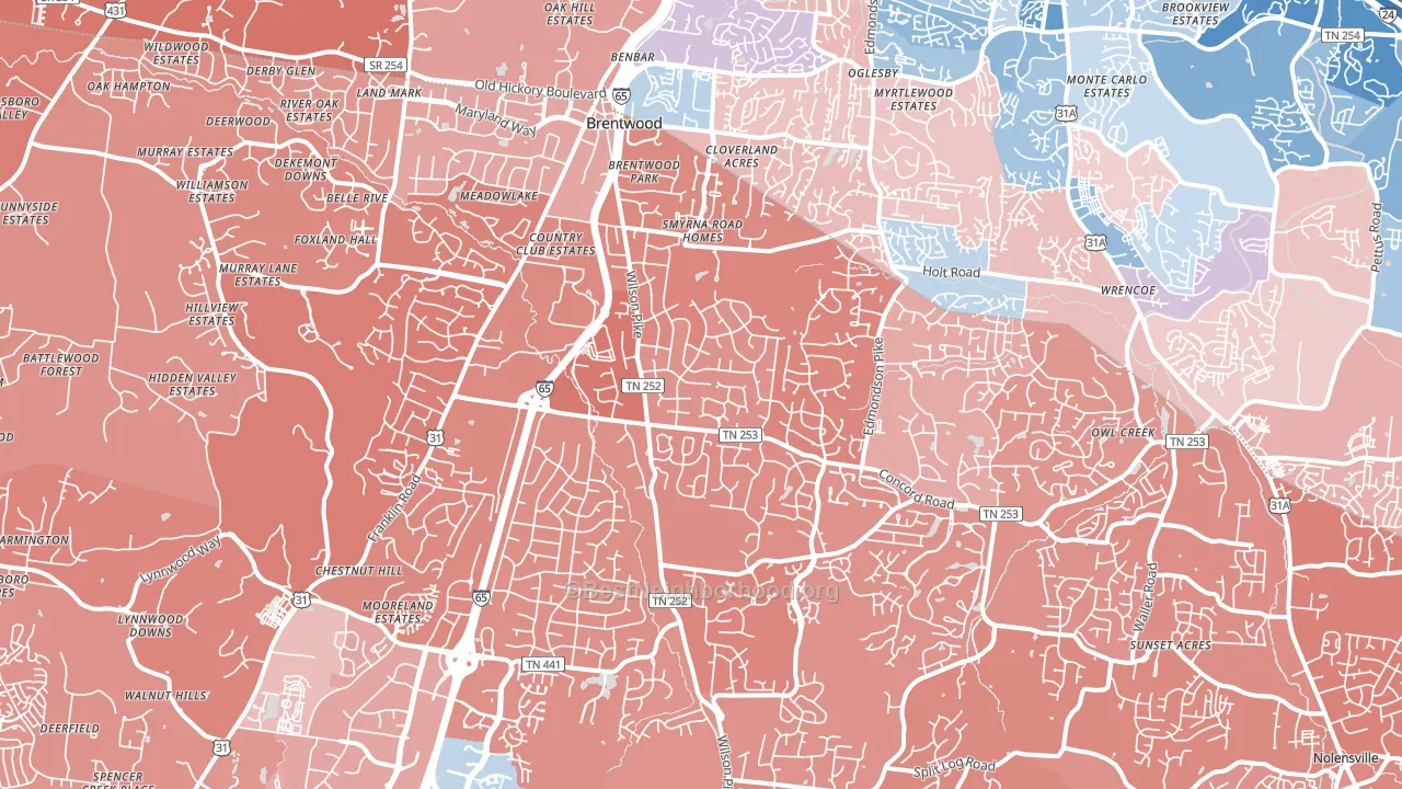 37027, TN block-group political-lean map