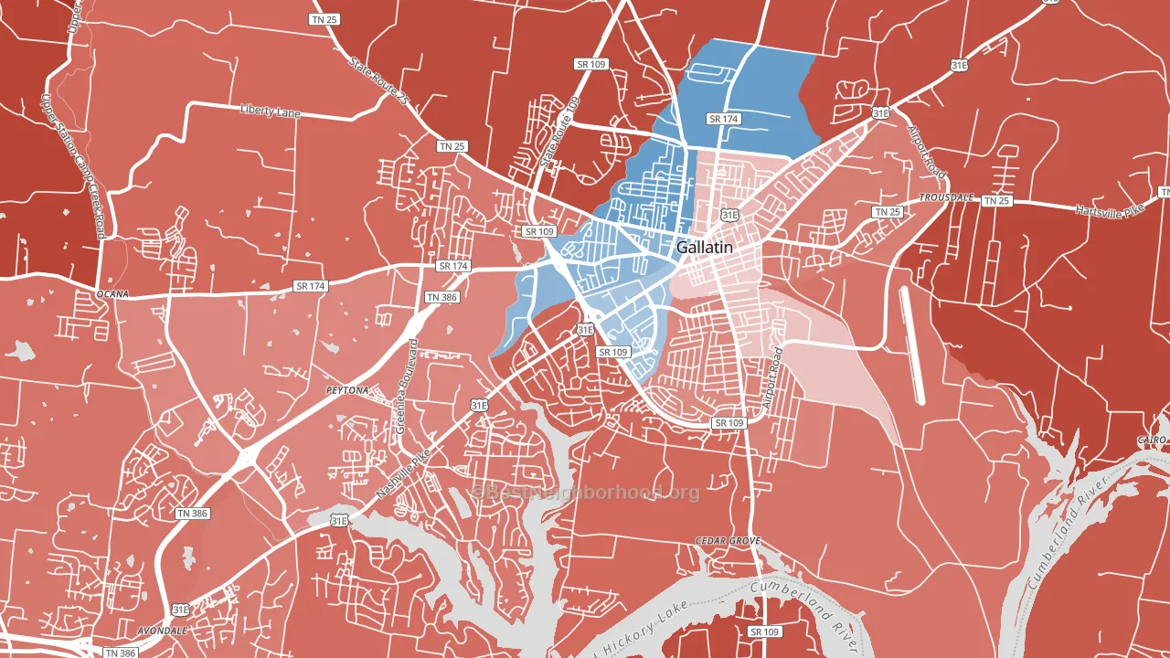 37066, TN block-group political-lean map