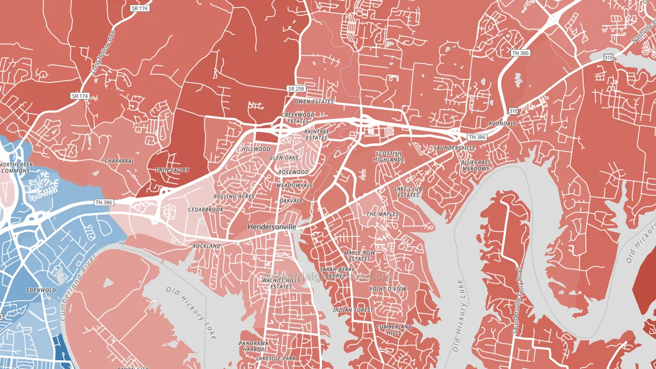 37075, TN block-group political-lean map
