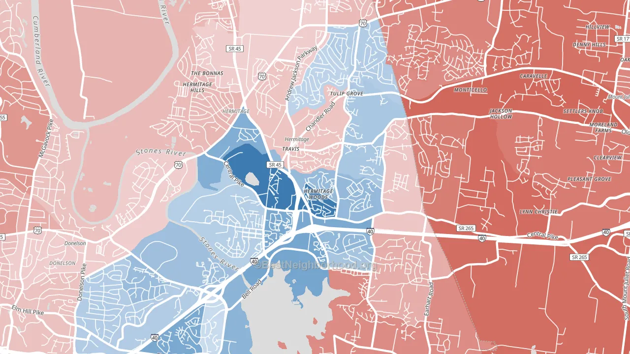 37076, TN block-group political-lean map