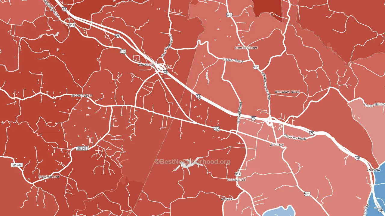 37080, TN block-group political-lean map