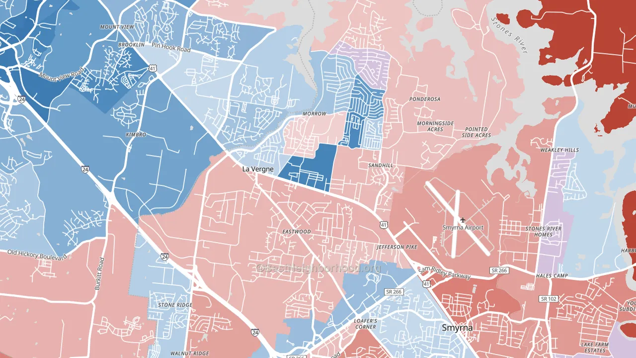 37086, TN block-group political-lean map