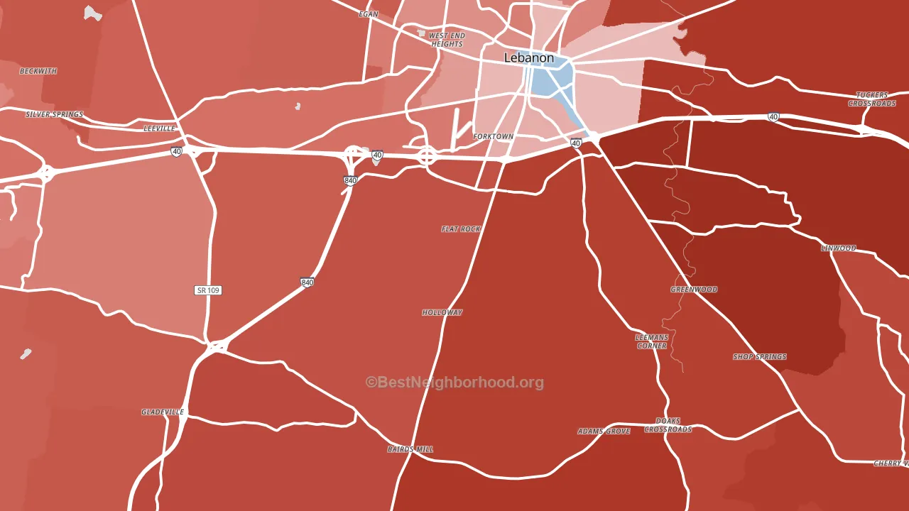 37090, TN block-group political-lean map