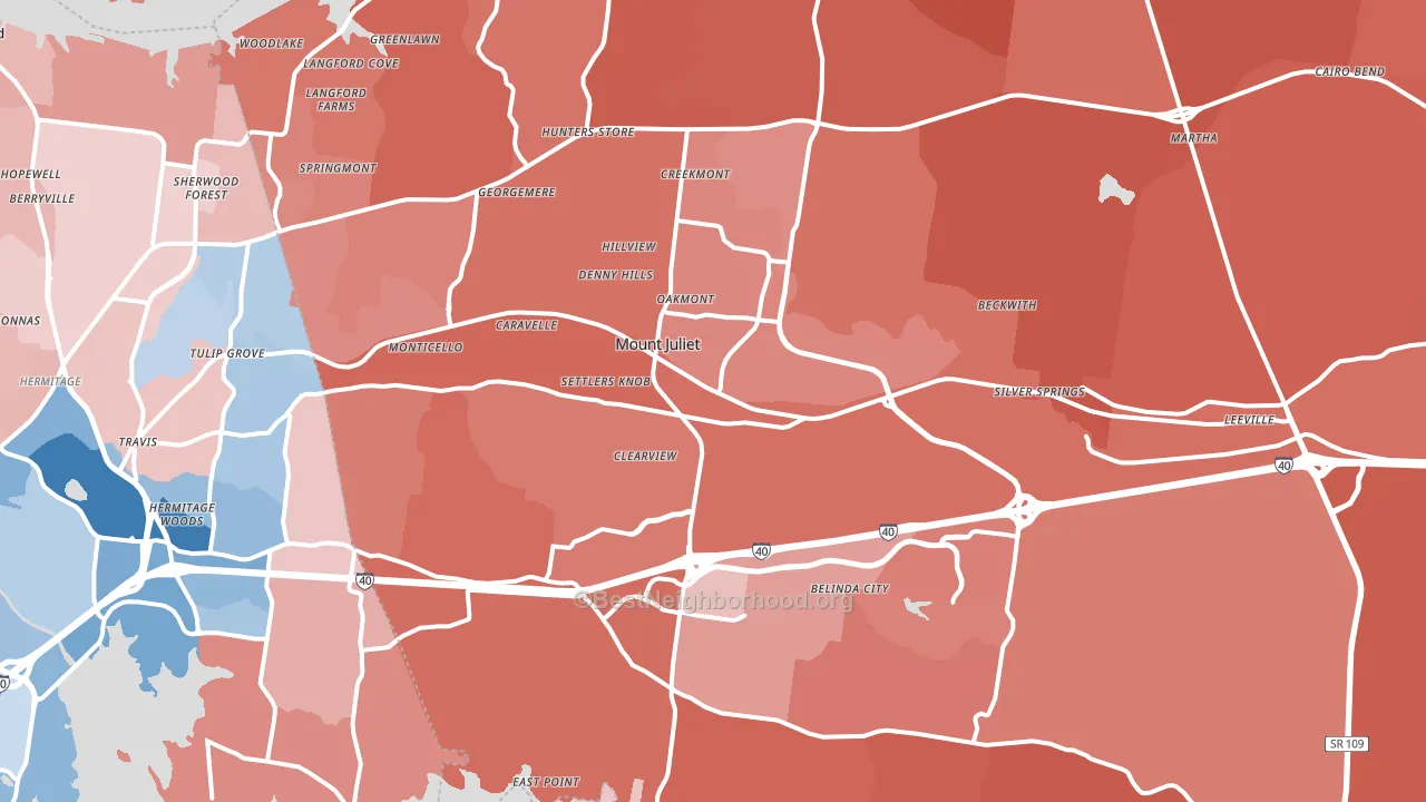 37122, TN block-group political-lean map