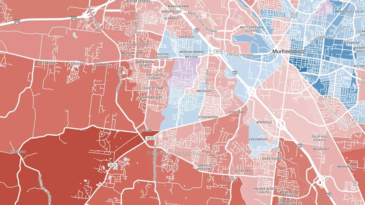 37128, TN block-group political-lean map