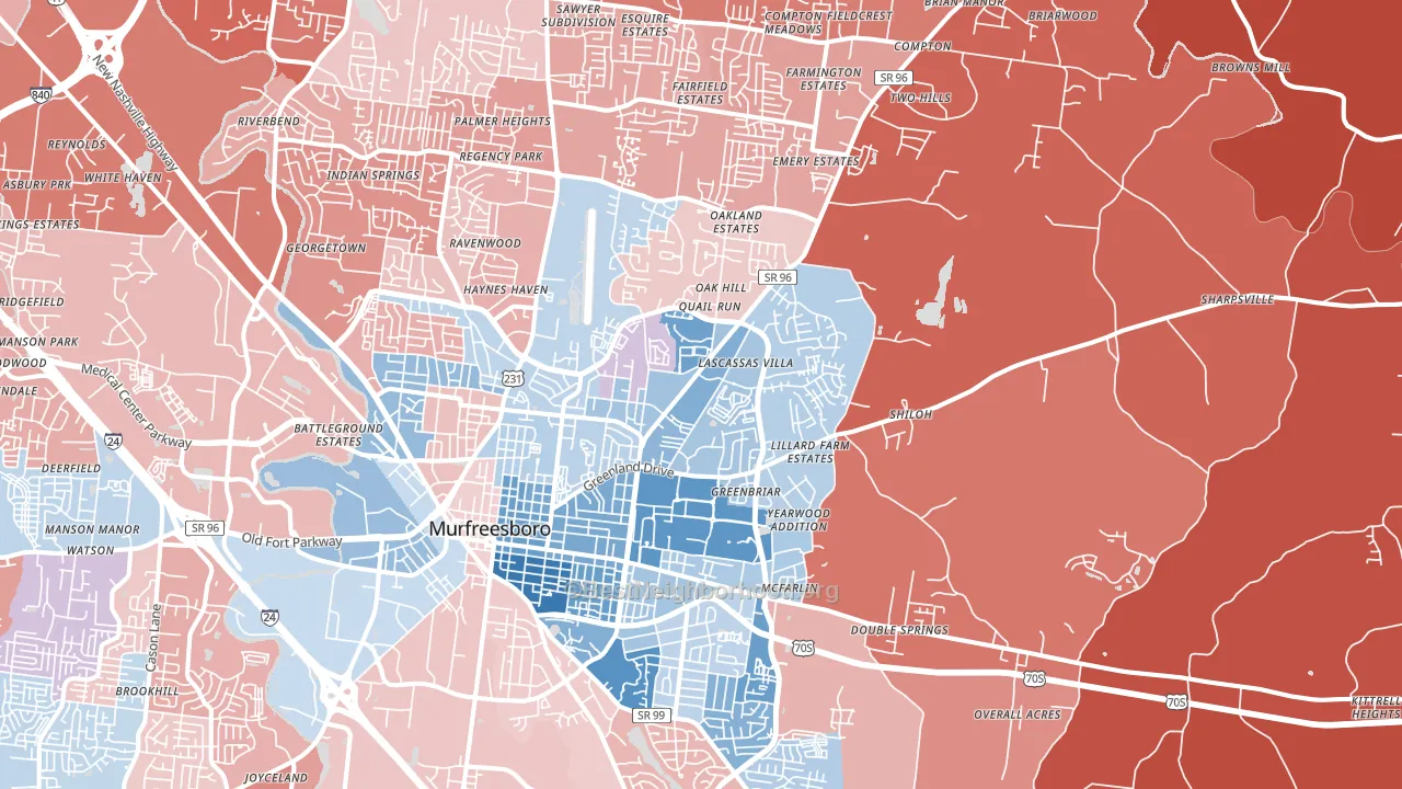 37130, TN block-group political-lean map