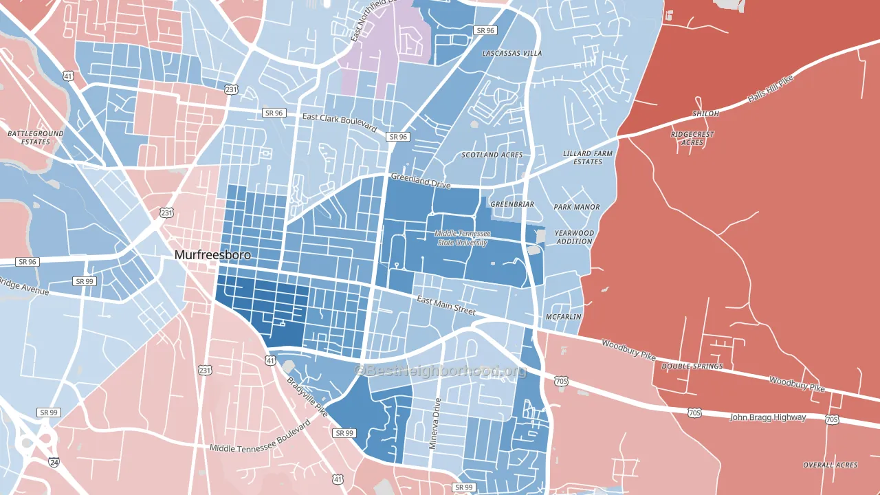 37132, TN block-group political-lean map