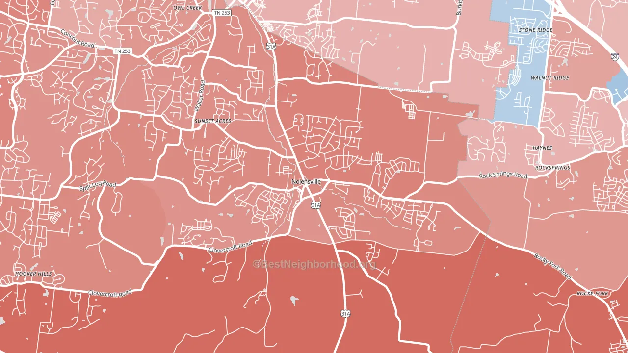 37135, TN block-group political-lean map